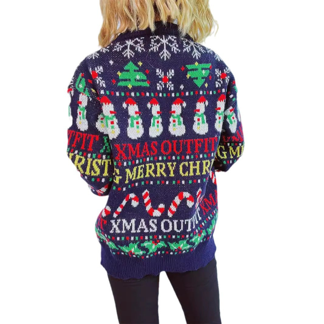 Women's Christmas Sweater with Festive Motif and Casual Cut