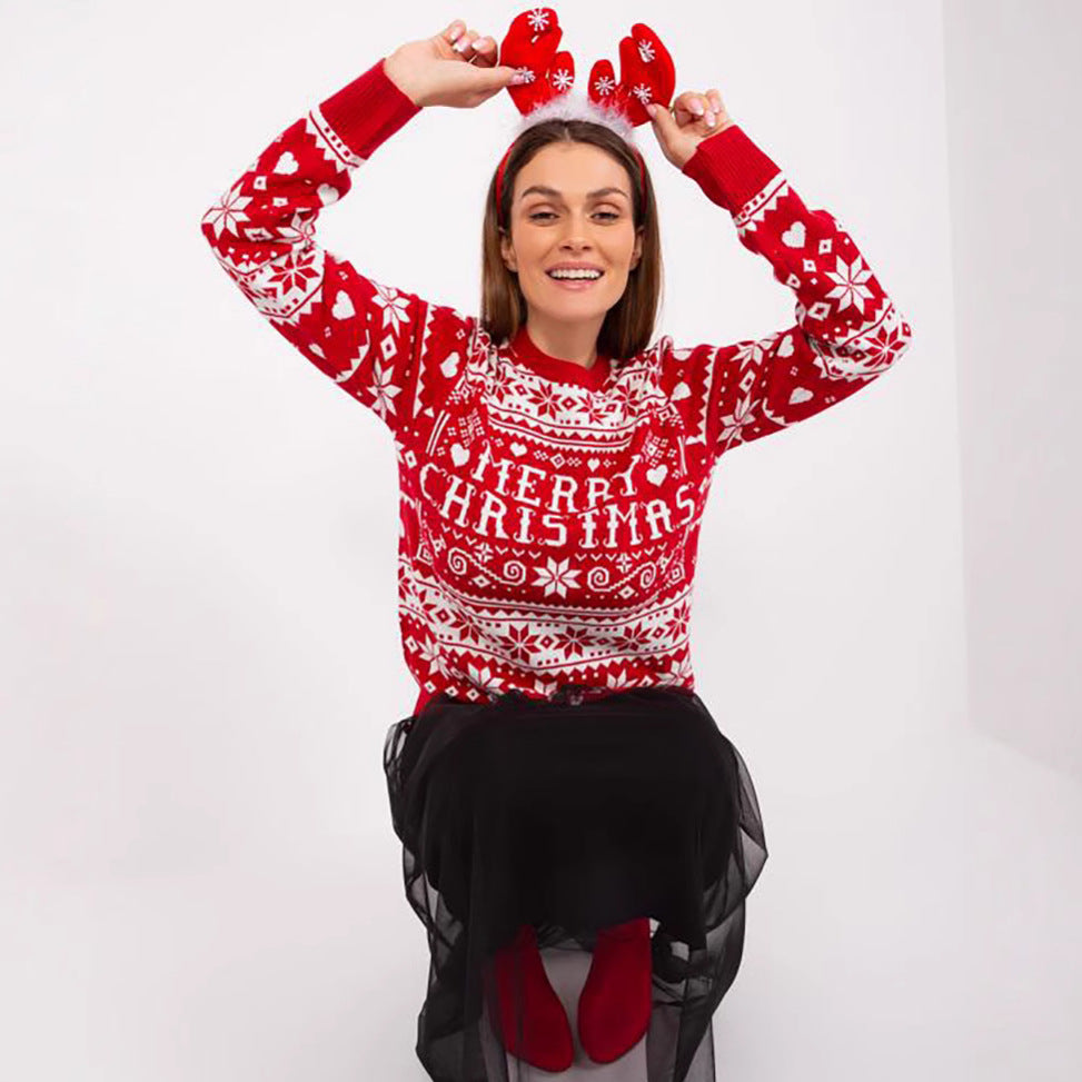 Women's Christmas Sweater with Festive Motif and Cozy Knit