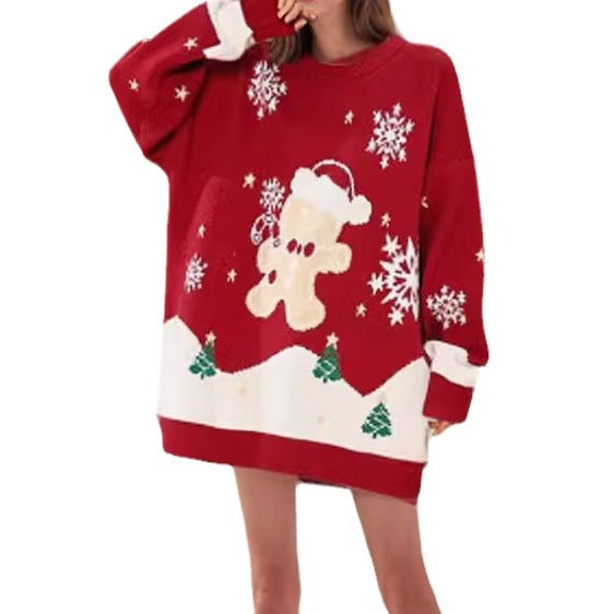Women's Festive Knit Sweater with Christmas Design R&B