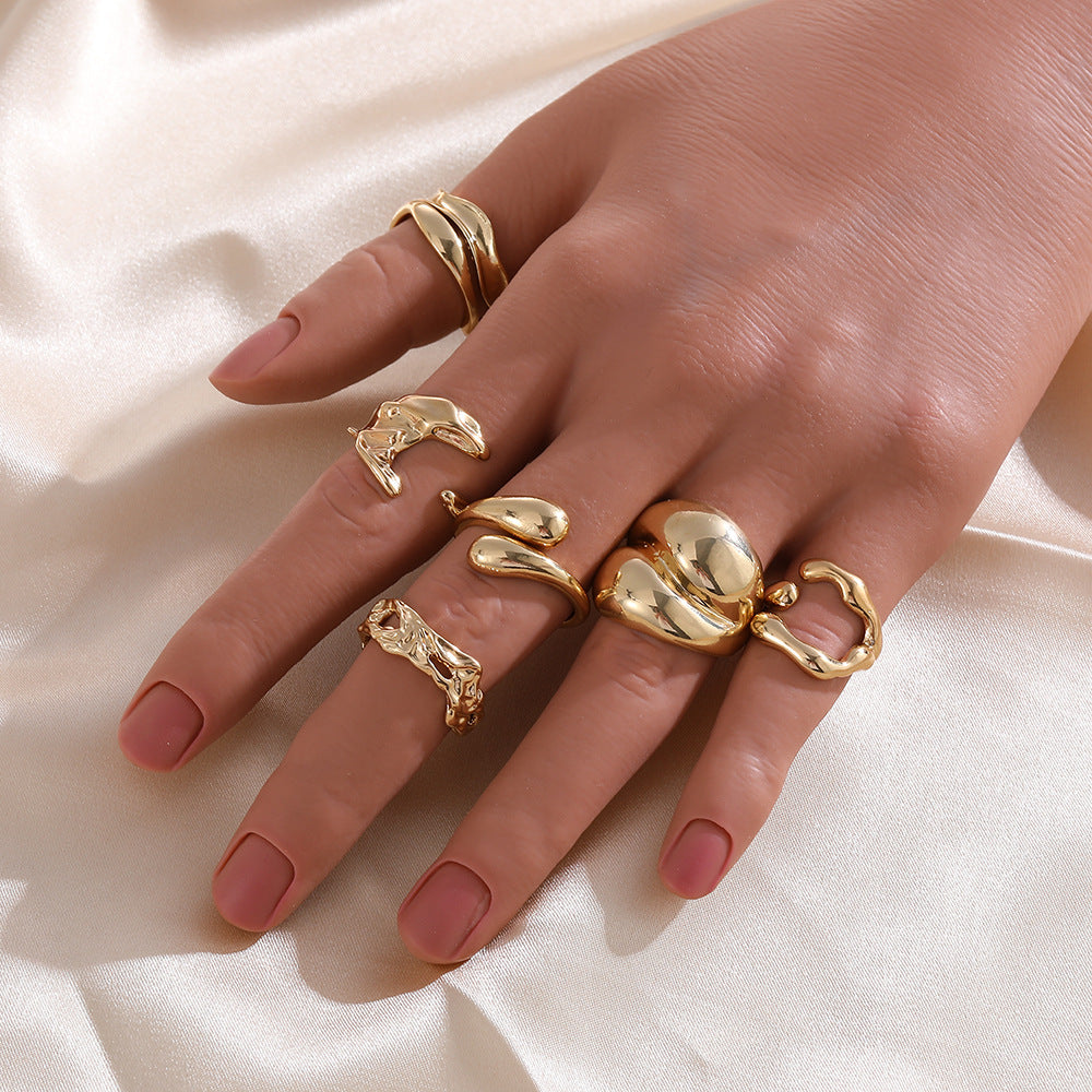 Mali Irregular Gold Ring Set