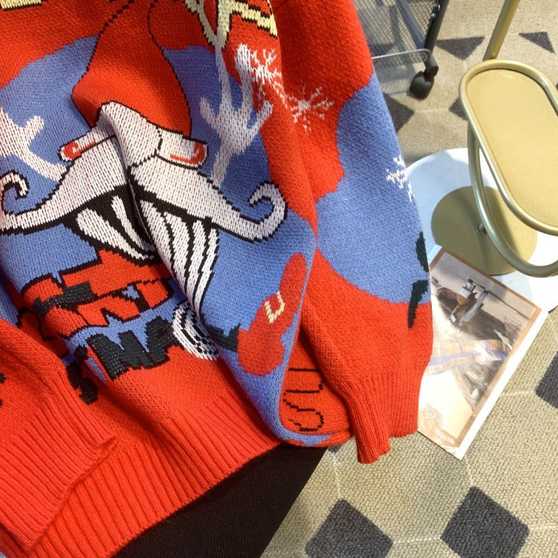 Women's Festive Sweater with Christmas Motif and Crew Neck R&B