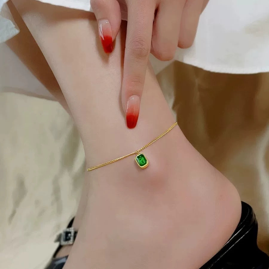 Emerald Square Anklet