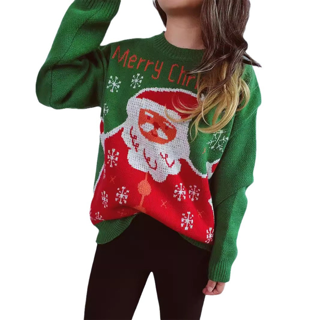 Women's Christmas Sweater with Festive Santa Motif and Comfortable Fit R&B