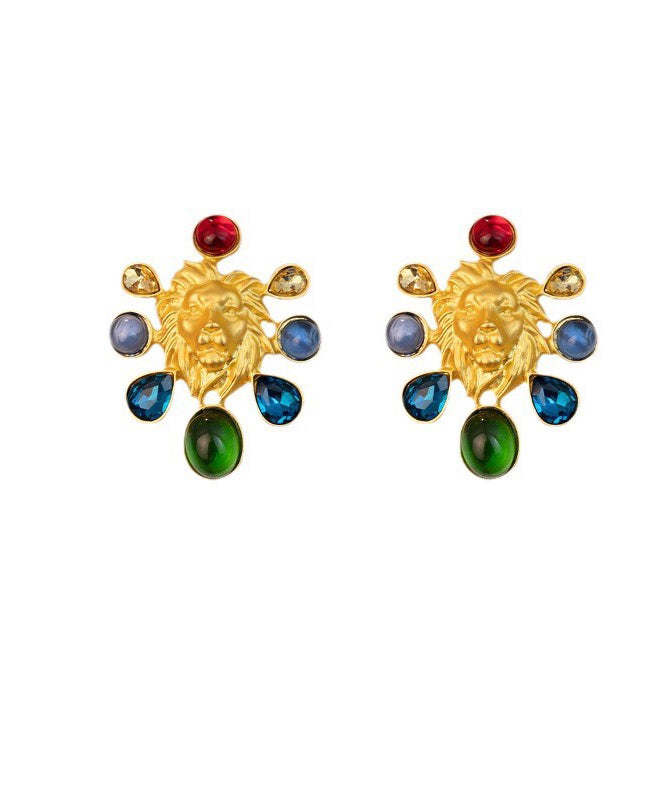 Original Design Gold Inlaid Sterling Silver Overgild Coloured Glaze Stud Earrings Gh1028