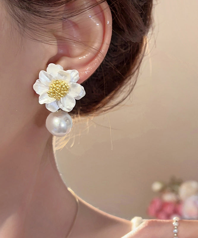 Original Earrings Design Stud Acrylic Alloy White Pearl