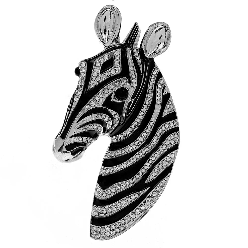 Zebra Rhinestone Brooch