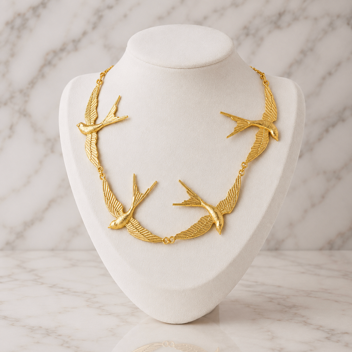 Gold Sparrow Statement Necklace – Inspired Bird Necklace, Adjustable Chain