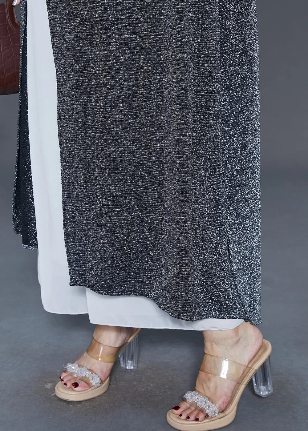 Black Turtle Neck Sequins Long Cardigan Spring