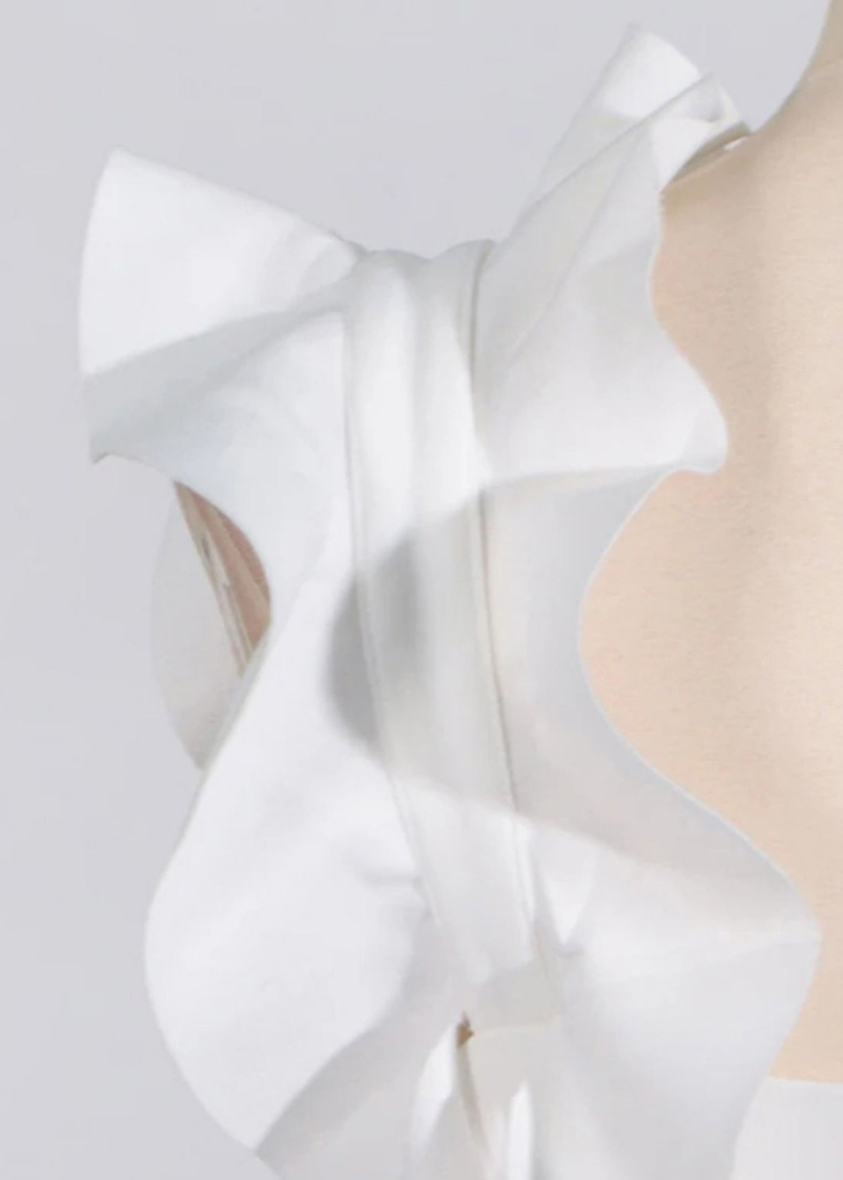 White Ruffled Pockets Cotton Party Dress Sleeveless