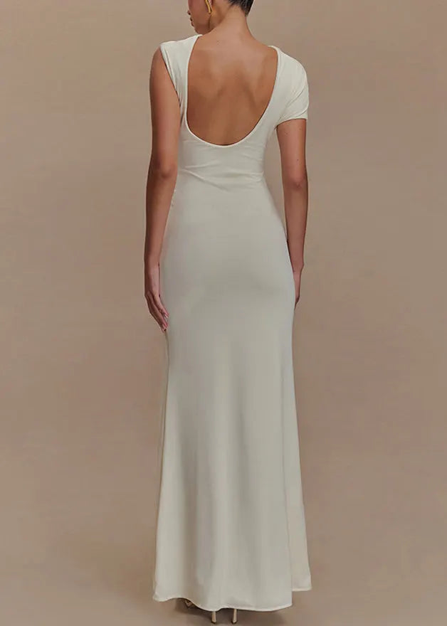 Slim Fit Rose Backless Original Design Cotton Maxi Dresses Summer
