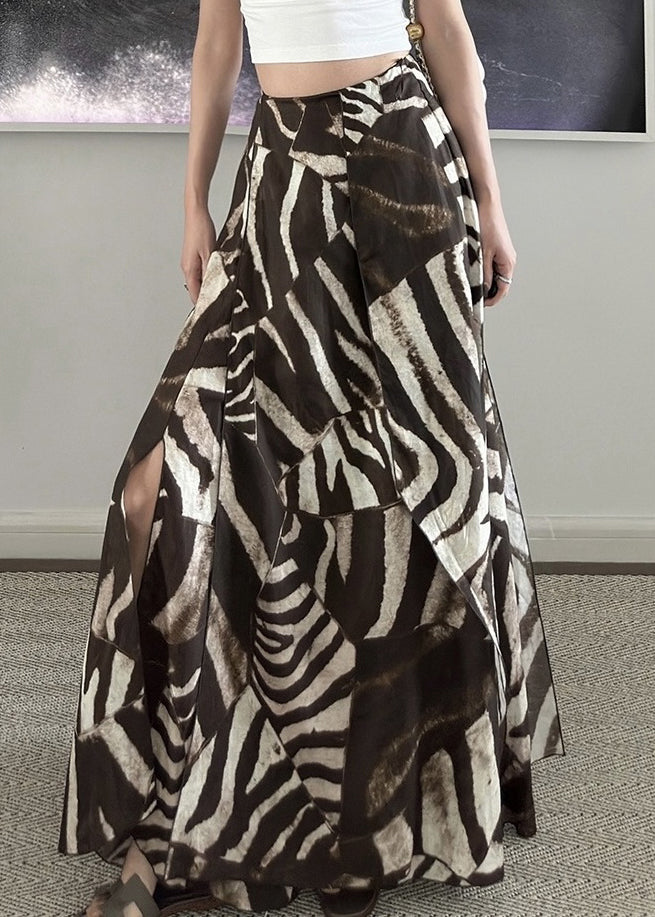 New Summer Zebra Pattern Skirts Side Open