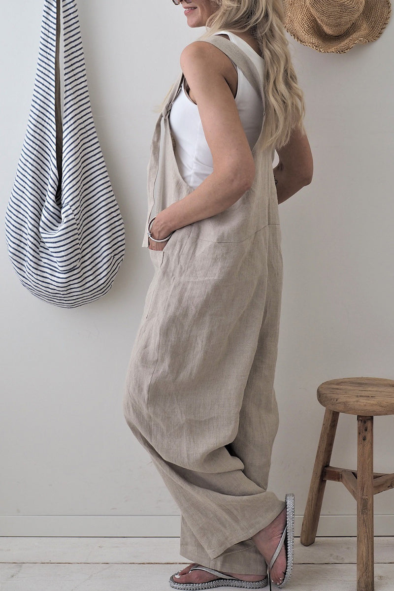 Make Old Patchwork Square Collar Loose Jumpsuits(5 Colors)