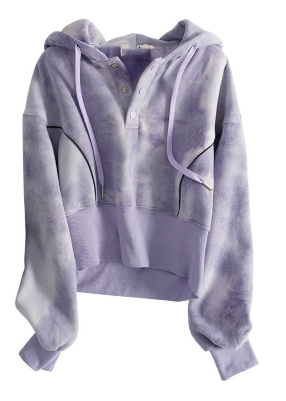 Grey Tie Dye Drawstring Hooded Sweatshirts Top Fall