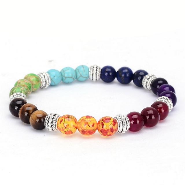 7 Chakra Mixed Colors Healing Crystals Bangle Bracelet
