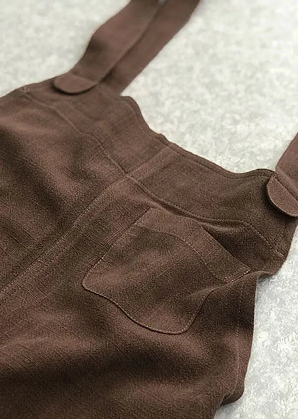 Chocolate Linen Jumpsuit Cotton Overall