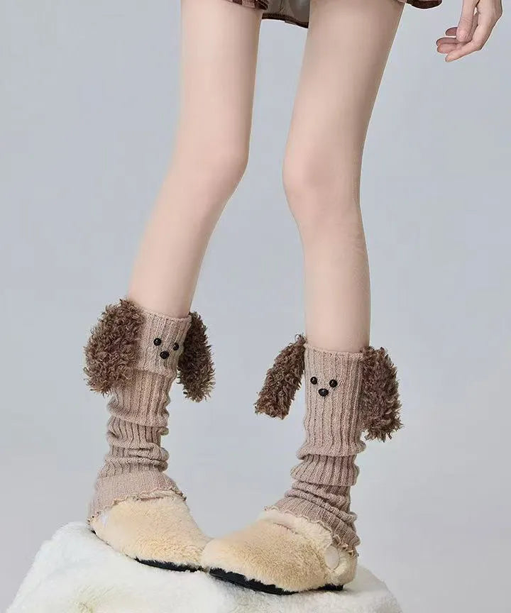 Cartoon Coffee Fuzzy Fur Knit Sock Covers