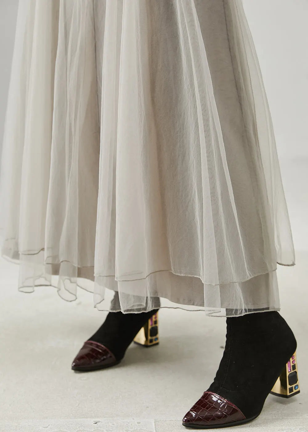 Grey Exra Large Hem Tulle Holiday Skirt Fall