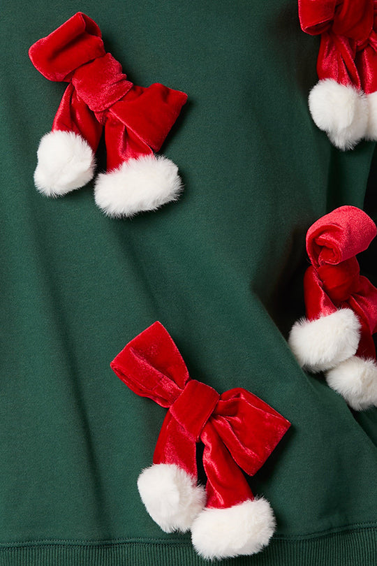 Christmas Bow Decorated Casual Long-Sleeve Sweatshirt