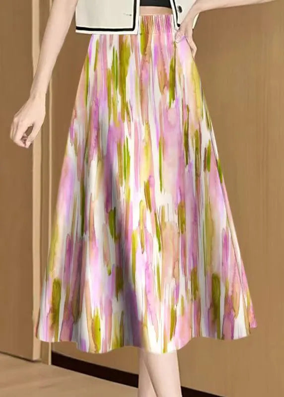Rainbow Tie Dye Elastic Waist Cotton Skirt Summer
