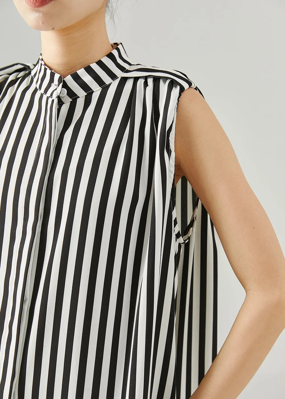 Black Striped Patchwork Chiffon Holiday Dress Sleeveless