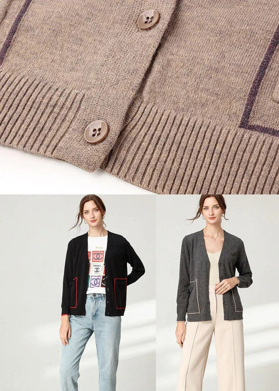 Black Knit Button Long Sleeve Cardigan