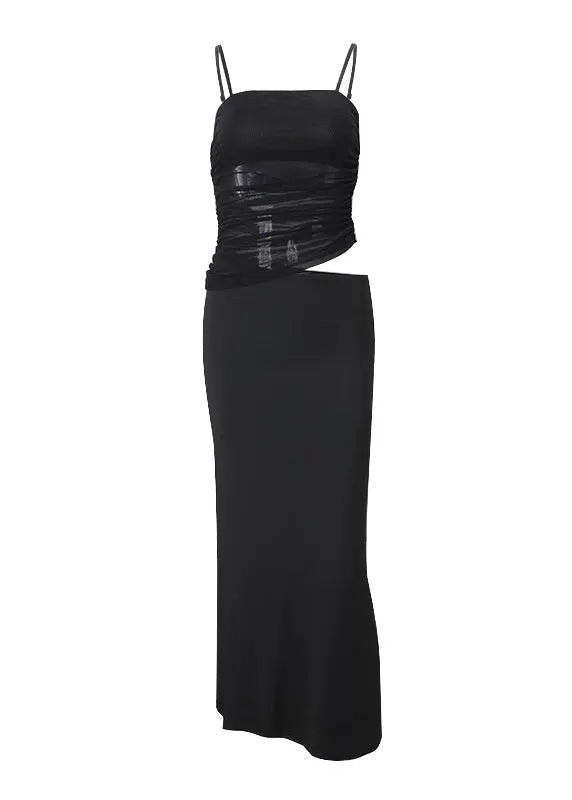 And Black Tulle One Neck Slim Fit Suspender Dress