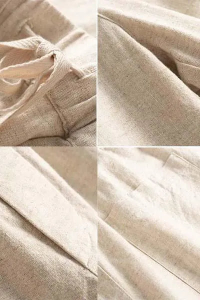 Pure Color Linen Pants Drawing Trousers