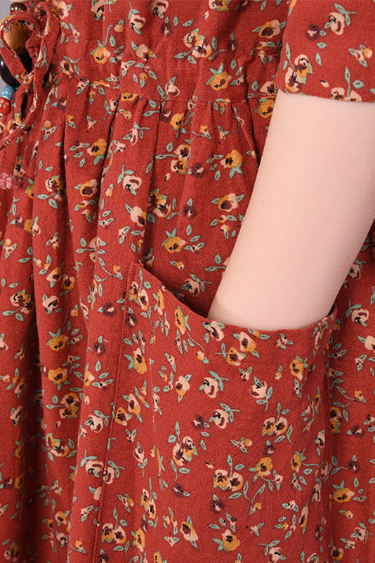 Fall Retro Disc Buckle Dress Waist Dress