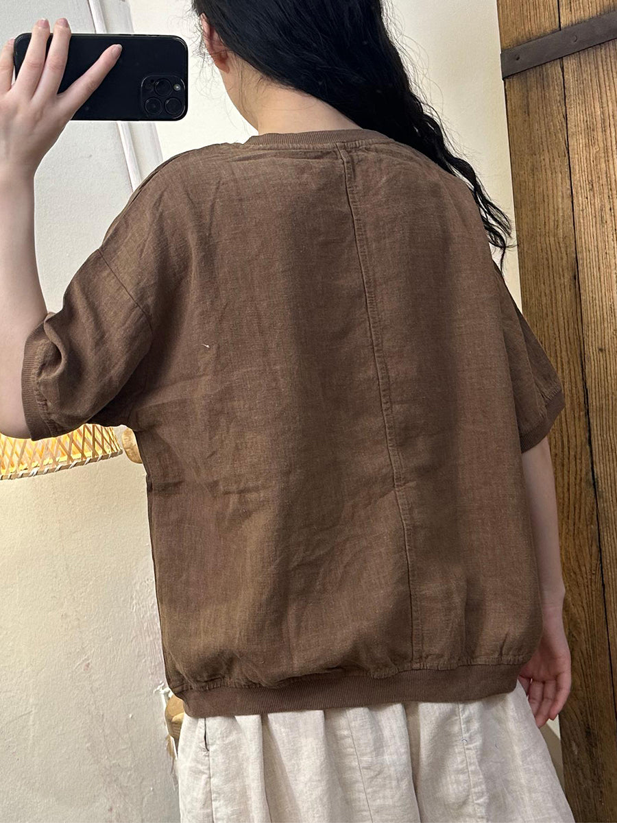 Summer Bird Print Cotton Shirt