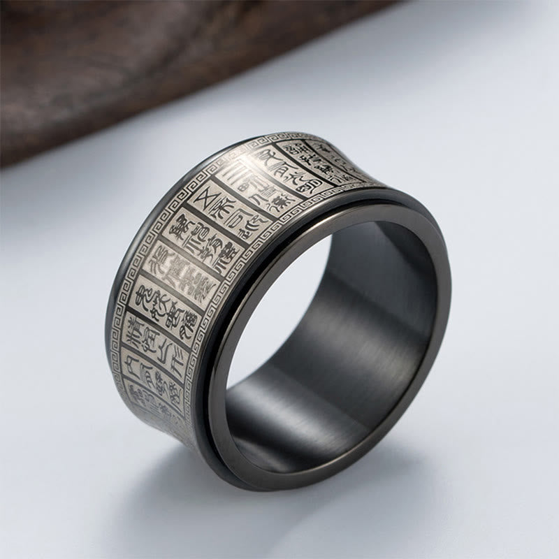 Golden Light Mantra Titanium Steel Spinner Ring | Spiritual Balance