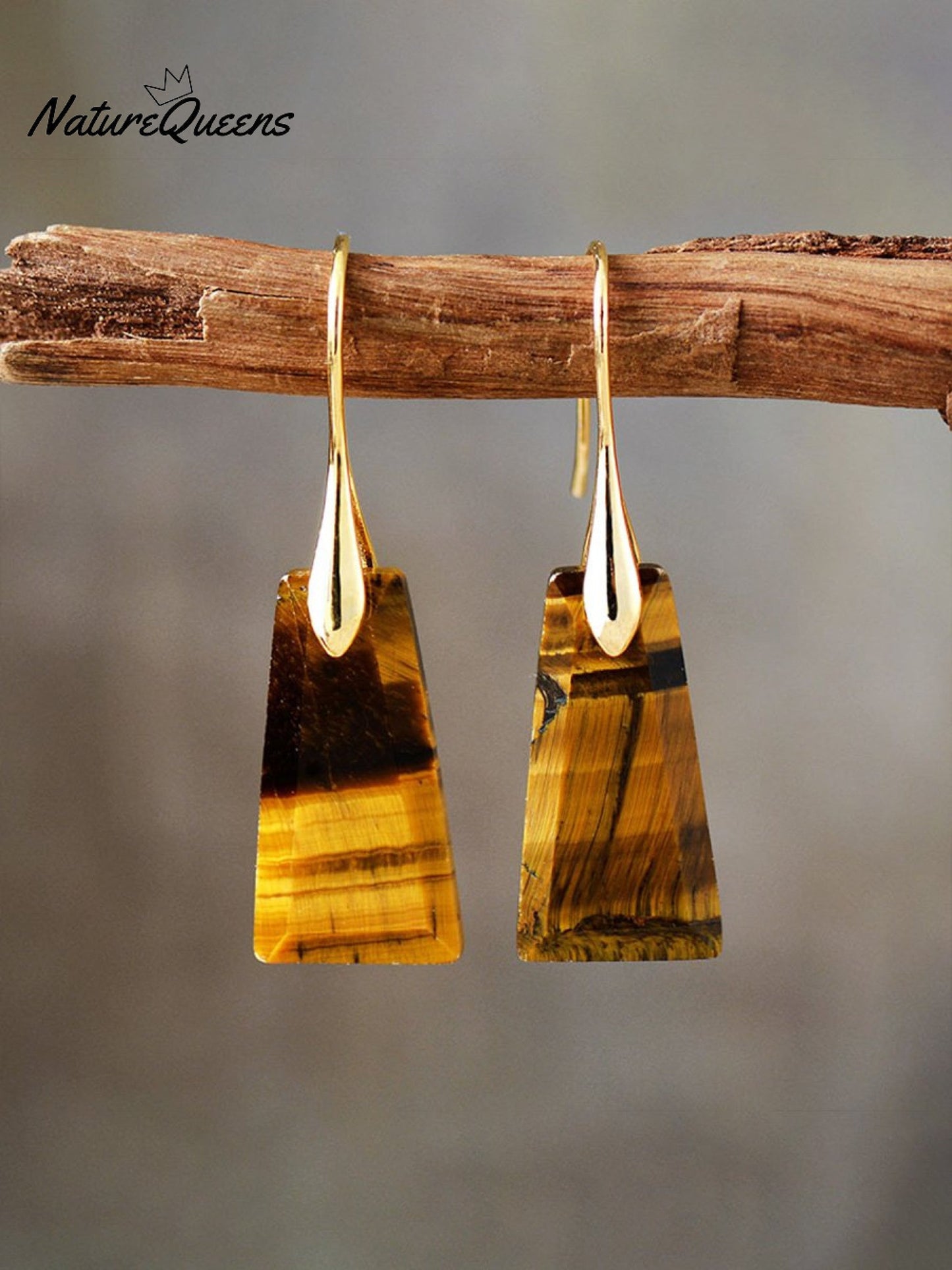 Geometric Natural Stone Drop Earrings