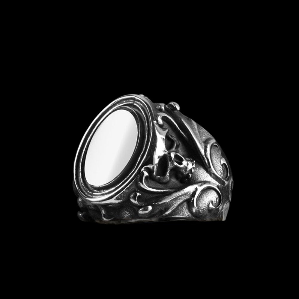 Mirror Gothic Pattern Skull Ring