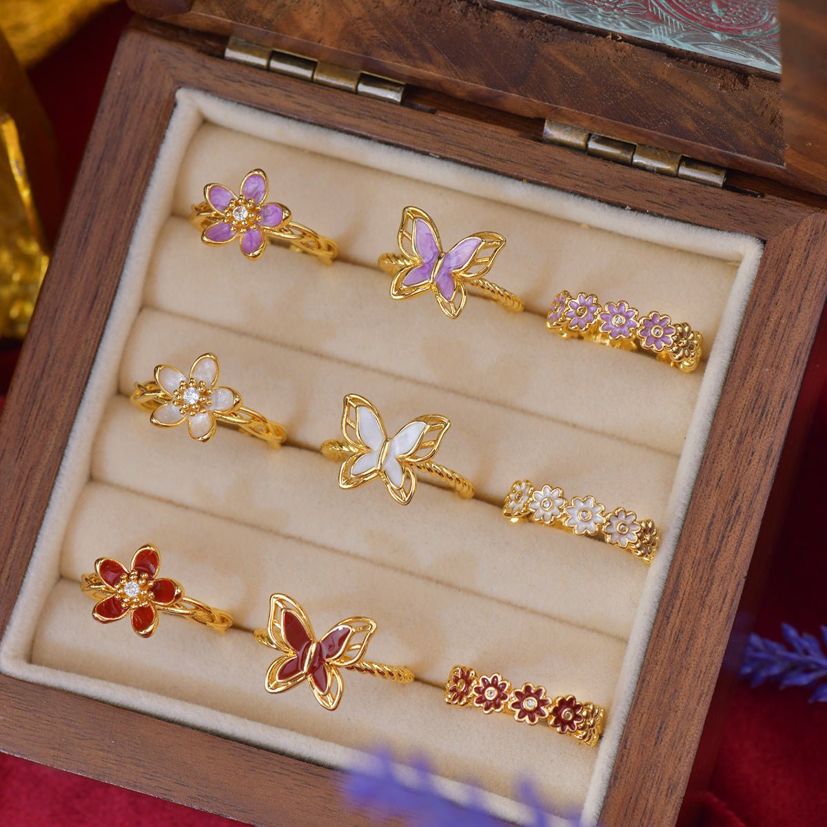 Red Mariposa Ring