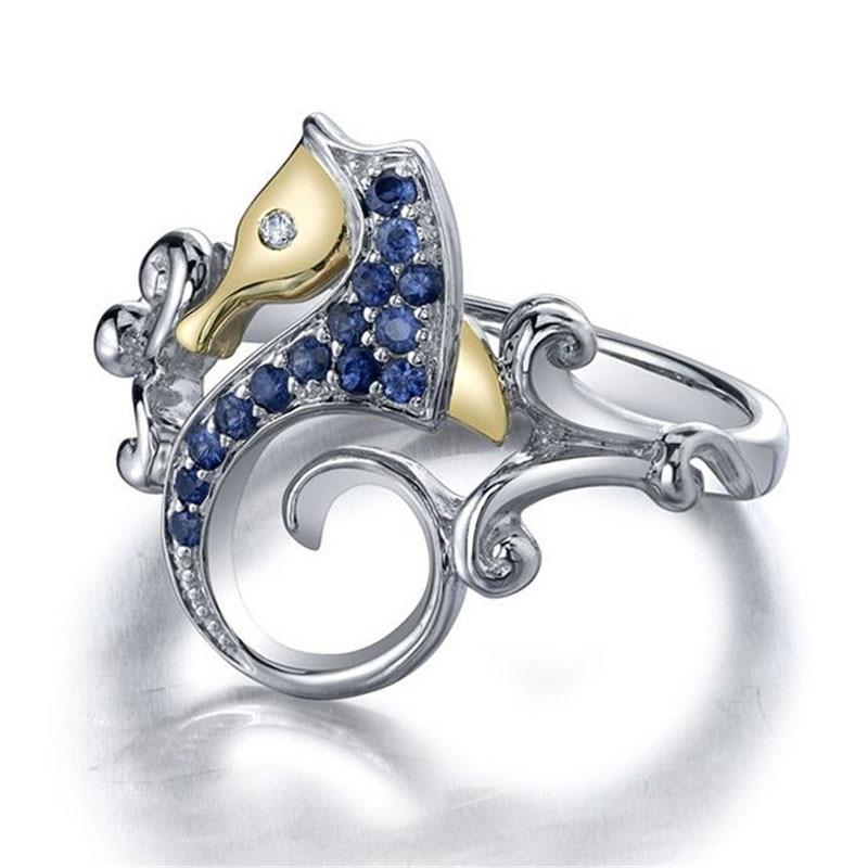 Whimsical Seahorse Crystal Ring