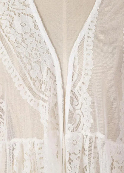 Natural Black Long Sleeve Mid Summer Lace Cardigans