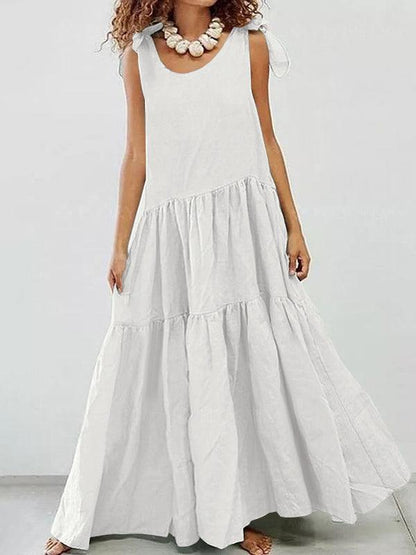 Linen Cotton Large Swing Sleeveless Loose Maxi Dress