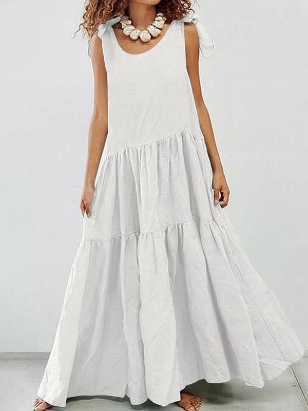 Linen Cotton Large Swing Sleeveless Loose Maxi Dress