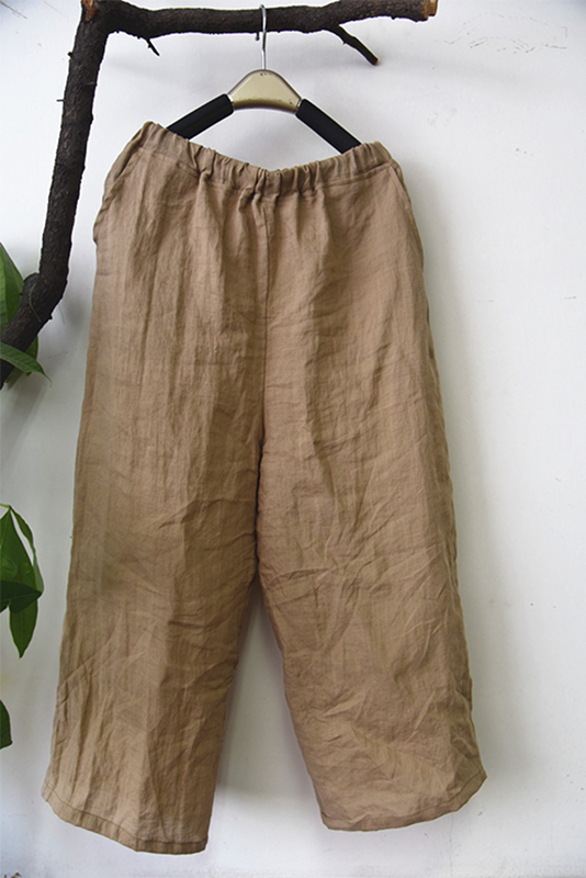 Simple Ramie Wide-leg Pants