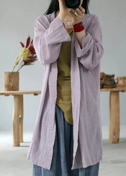 Loose Linen Cotton Carigan for Fitted Simple Color Sun Protection Shirt Coat