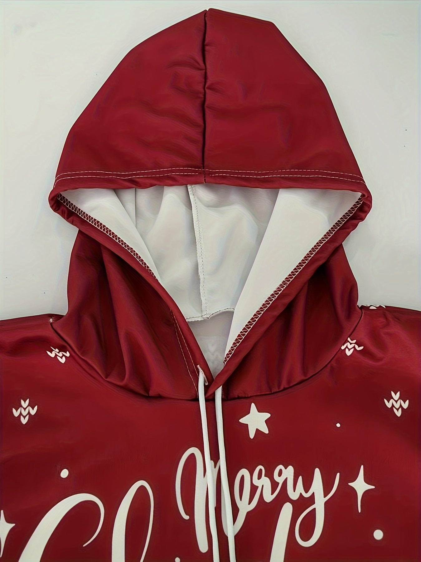 Hoodie with Christmas Print Polyester Merry Christmas Reindeer Design