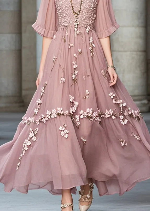 Purple Chiffon Long Dress Exra Large Hem Summer