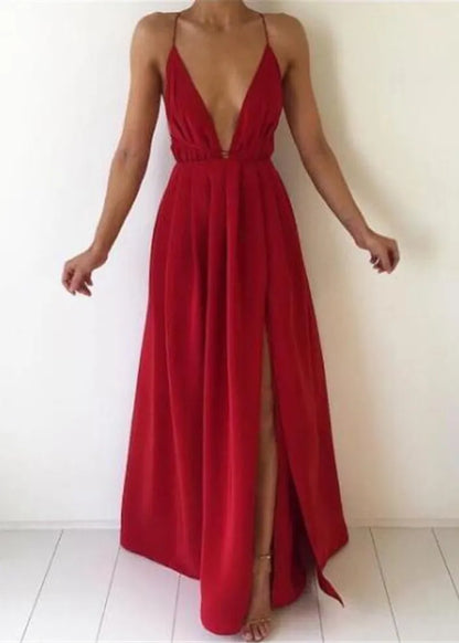 Pink Side Open Cotton Spaghetti Strap Dress Summer