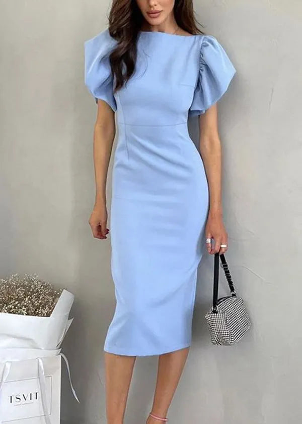 Classy Blue Back Side Open Slim Fit Dresses Summer