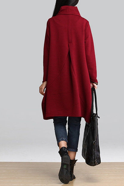 Red Art Warm Loose Dress Tops