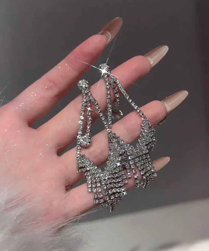 Fine Silk Copper Overgild Zircon Tassel Drop Earrings