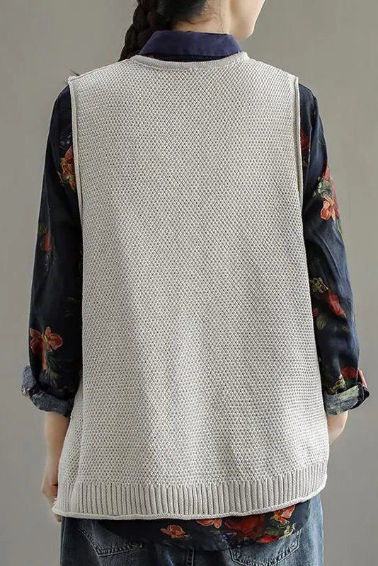 Pocket Knitted Hollow Sweater Vest
