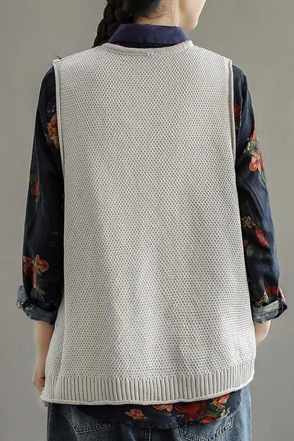 Pocket Knitted Hollow Sweater Vest