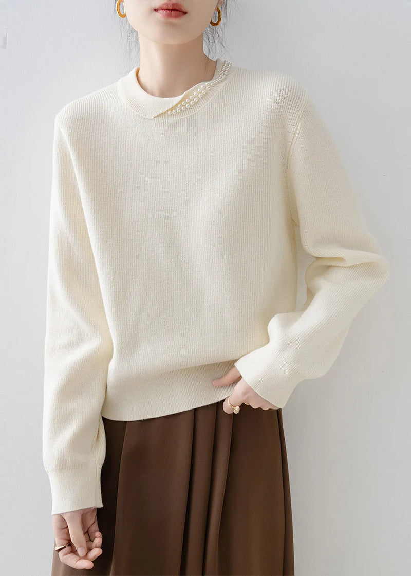 Original Design Black Nail Bead Warm Knit Sweaters Winter
