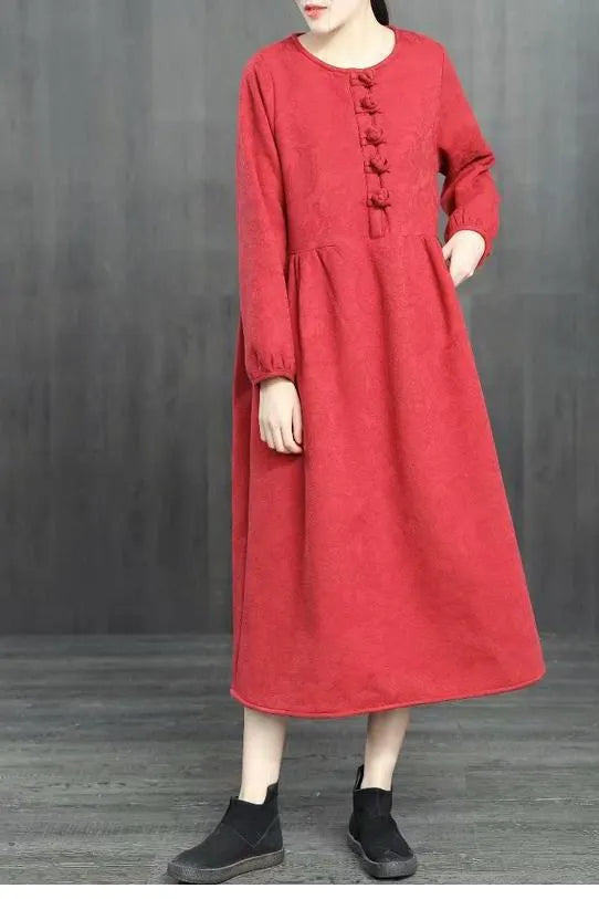 Loose Cotton Linen Brushed Dresses