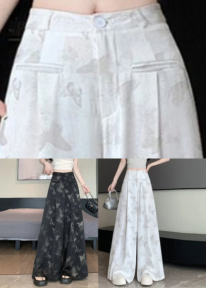 Black Patchwork High Waist Wide Leg Pants Summer